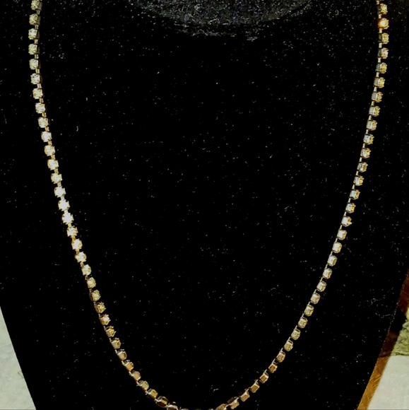 Vintage Rhinestone/Diamond Necklace 18in - Picture 1 of 2